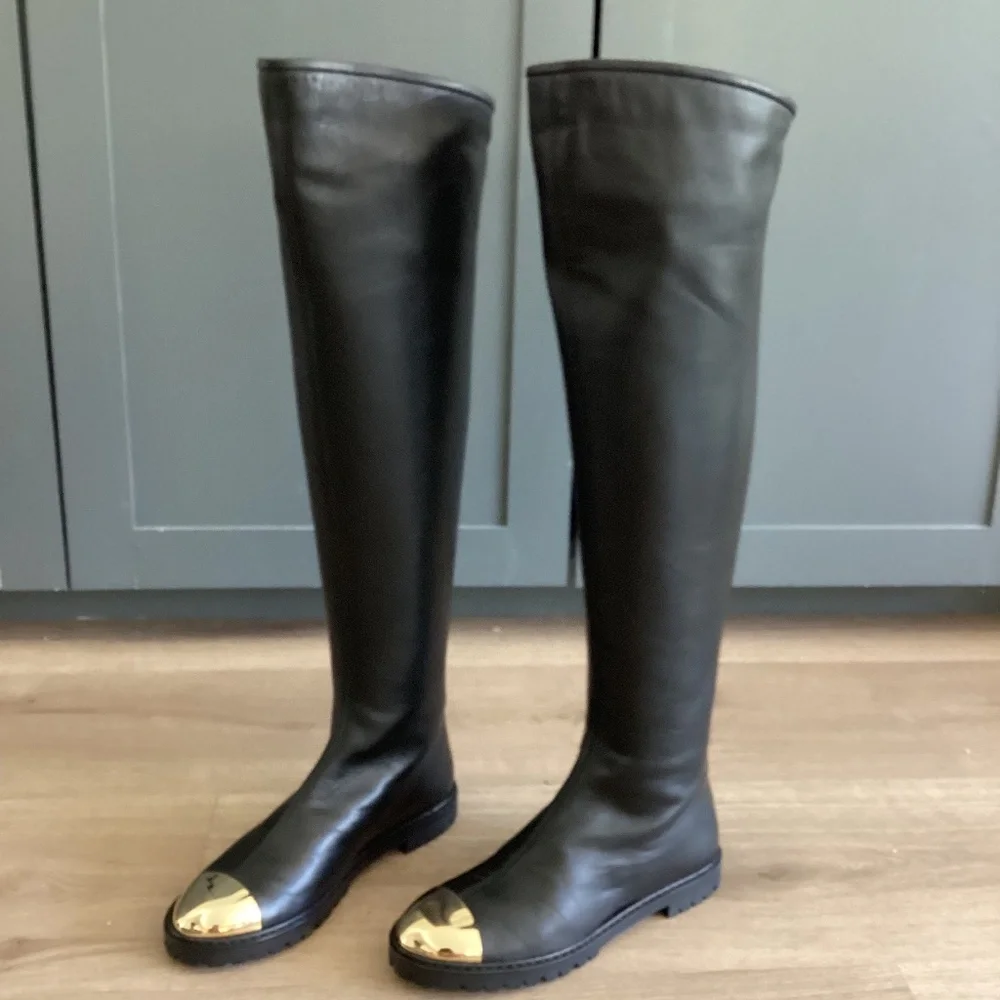 NIB Giuseppe Zanotti Leather Over-The-Knee Boots Black Leather 37 6.5